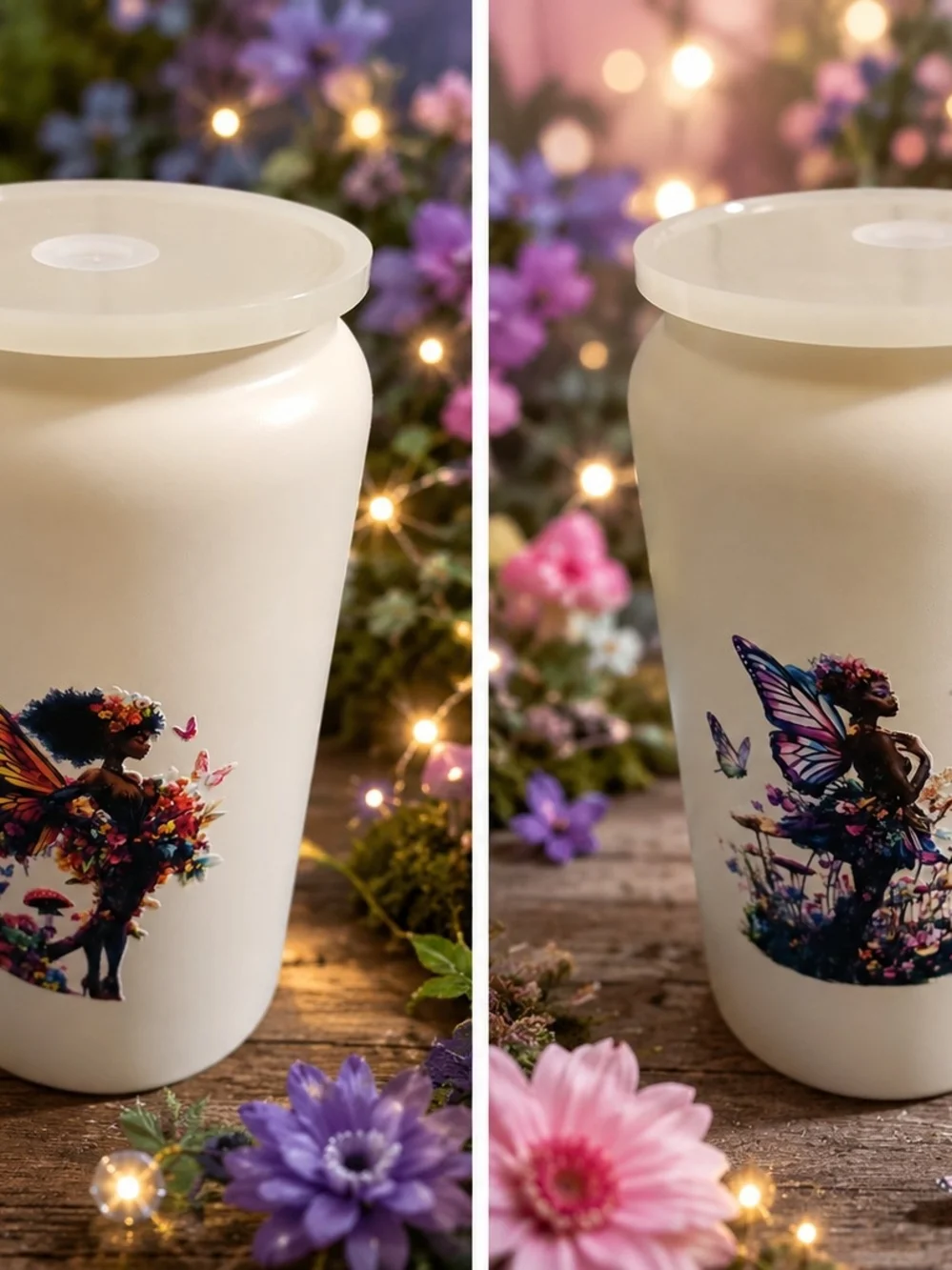 Cream Butterfly Fairy Decorative Ceramic Vase - Unbranded